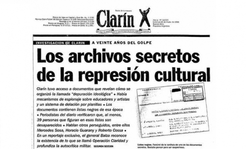 Otro papelón: las carpetas de la represión cultural fueron publicadas por Clarín en 1996