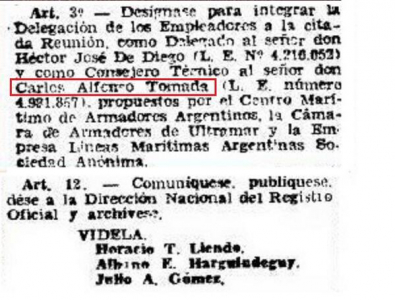 El documento que prueba que Carlos Tomada fue funcionario en la dictadura