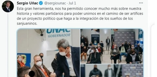 Sergio Uñac entregó diplomas y se fotografió con el nene.