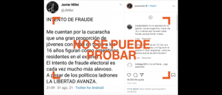El precandidato a diputado nacional por Libertad Avanza señaló en redes que una “gran proporción de jóvenes con edad en torno a los 16 años figuran como argentinos residentes en el exterior” y habló de “intento de fraude electoral”.