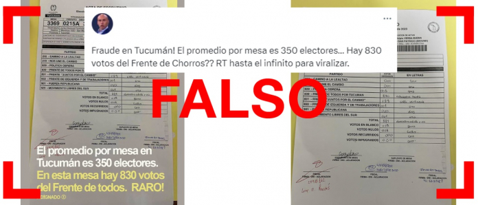 Circula en redes sociales la imagen de un acta de escrutinio que "probaría" que existió fraude en los comicios provinciales de Tucumán del 11 de junio.