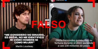 En redes sociales circulan supuestas placas con presuntas frases que involucran al precandidato a jefe de Gobierno Martín Lousteau y a la legisladora porteña Ofelia Fernández, pero son falsas.