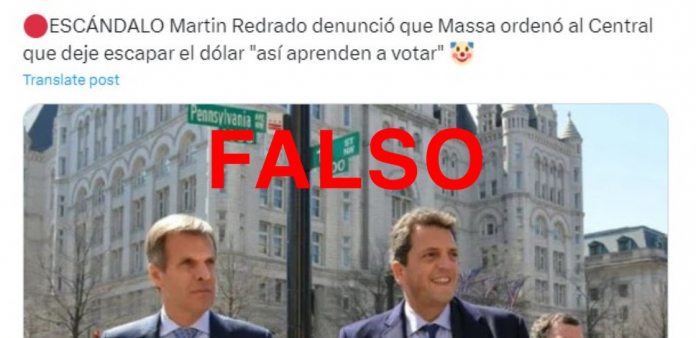 Tras la devaluación que tuvo lugar después de las PASO, circulan publicaciones en redes sociales que aseguran que el ex presidente del BCRA denunció que Sergio Massa "ordenó" a la autoridad monetaria que "deje escapar el dólar" para que los argentinos "aprendan a votar". Pero esto es falso.